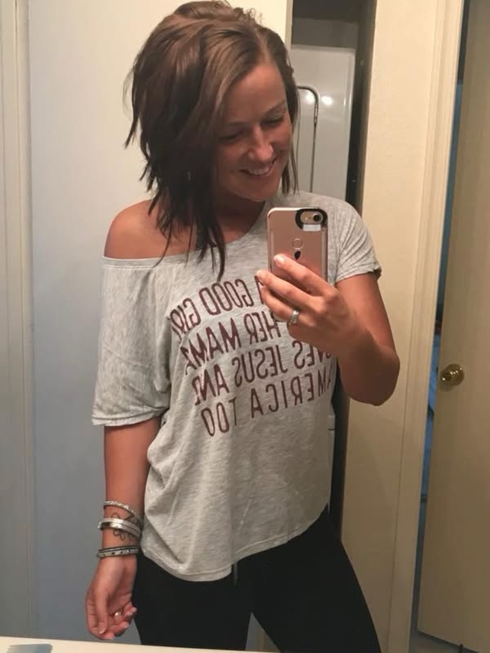 Gray Short Sleeve Graphic Tee - She's a Good Girl